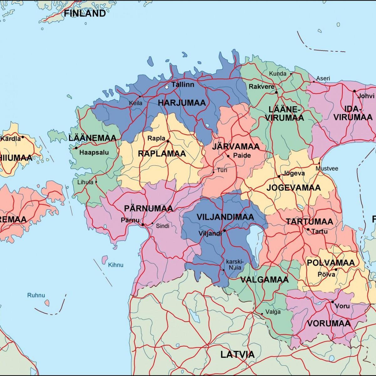 kaart van Estland politieke