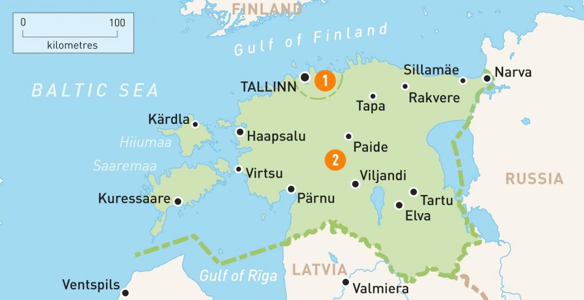 'n kaart van Estland