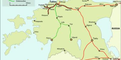Kaart van die estlandse spoorweë