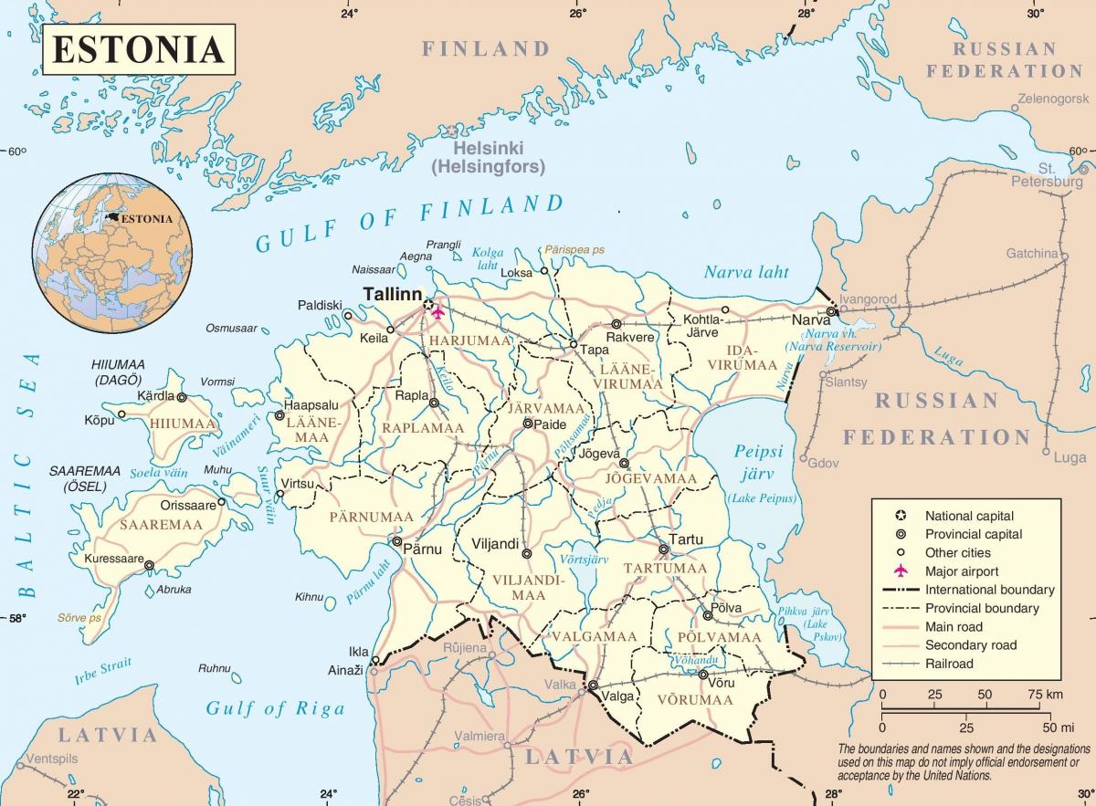 Estland in die kaart